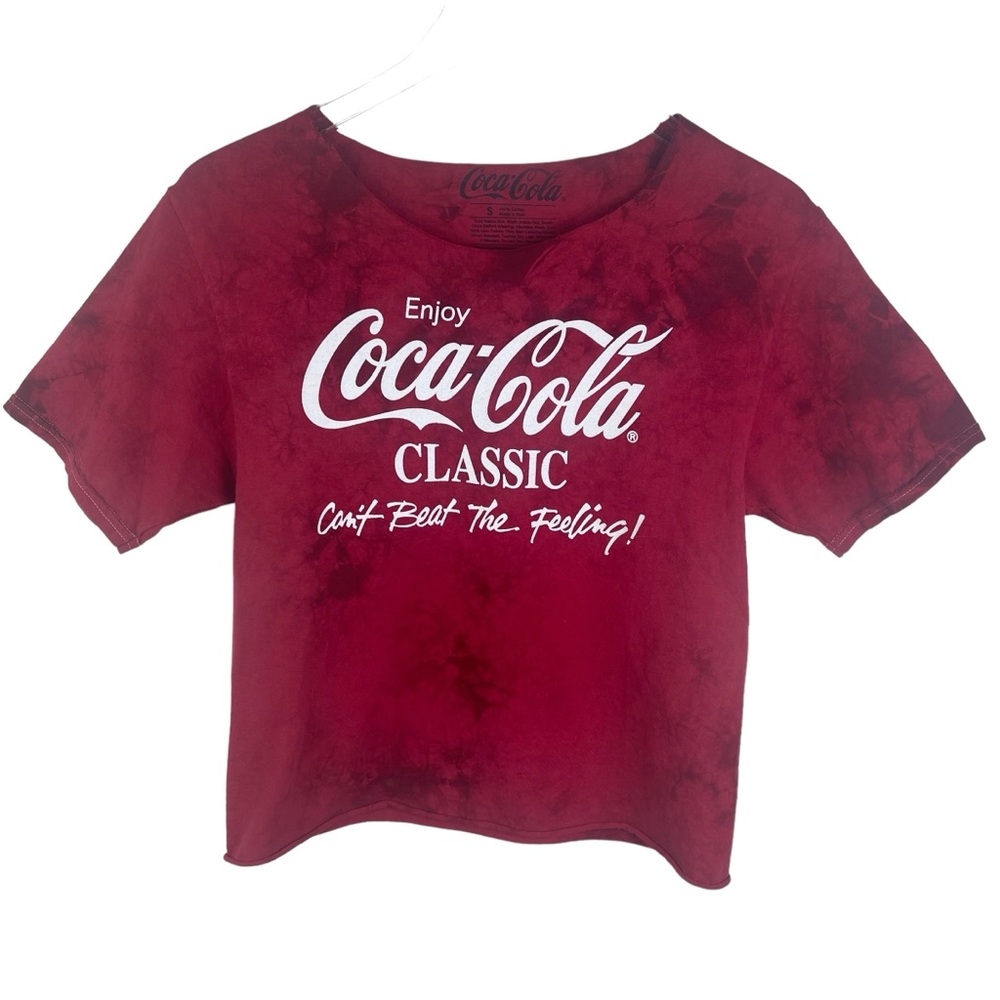 Coca-Cola Small Cropped 100% Cotton Distressed Crew Neck Tie Dye T-Shirt